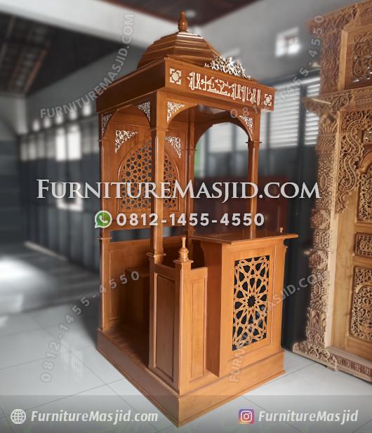 Mimbar Masjid Minimalis Modern Kayu Jati