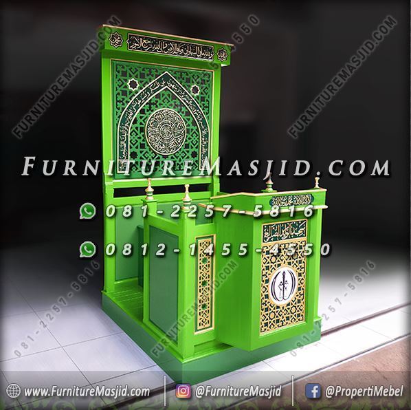 Mimbar Masjid Minimalis Warna Hijau