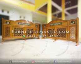 Penyekat Masjid Kayu Jati Ukir Kaligrafi