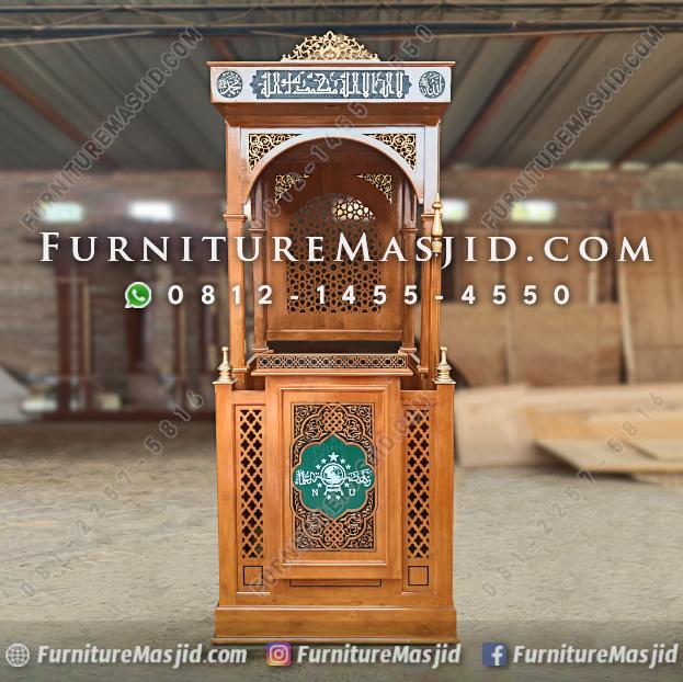 Mimbar Minimalis Pintu Samping Kayu Jati